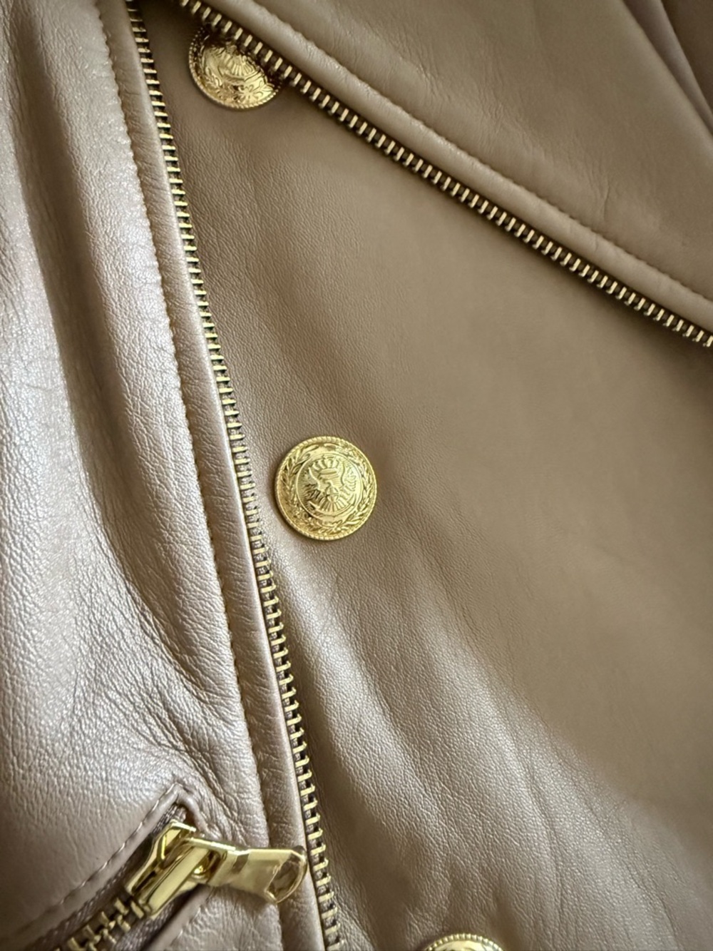 L'AGENCE Billy Belted  Leather Moto Jacket with Gold Hardware - Picture 3 of 5